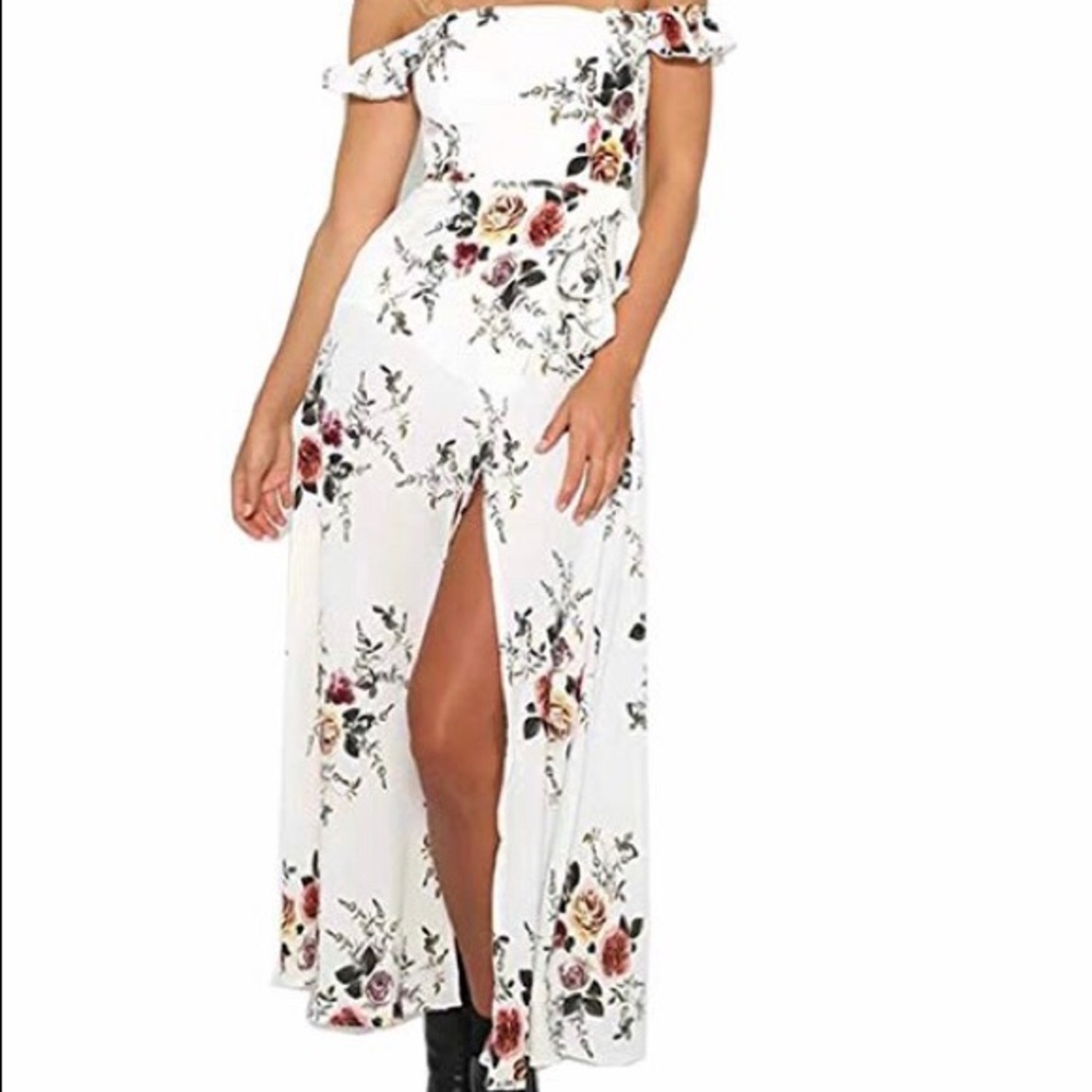 Off the shoulder maxi dress with slit